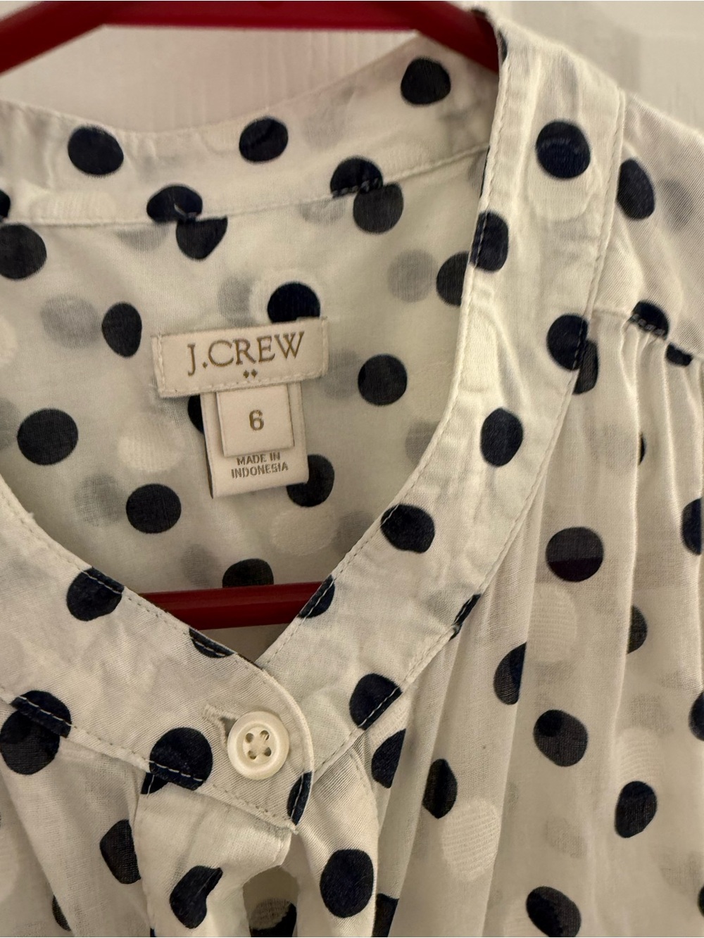 J. Crew White Sleeveless Navy Polka Dot Button-Front Blouse 6 - Picture 3 of 6